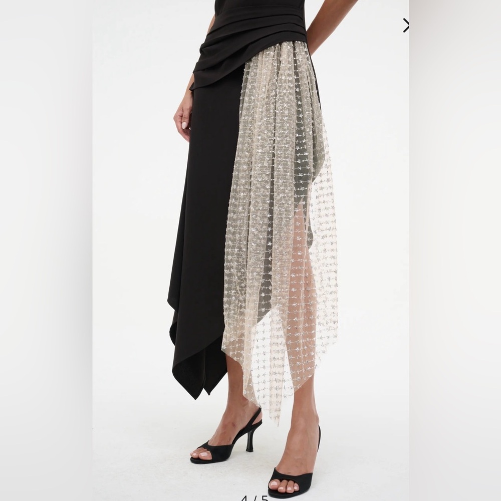 NWT STAUD Effie Drape Mock Neck Asymmetrical Max Dress, Size 2 - Picture 4 of 10
